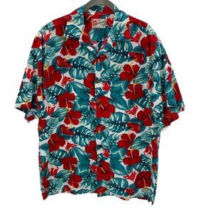 The Hawaiian Original Red/Green/White Button Down Casual Shirt Men's Size M